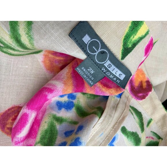 GO SILK Women long shirt  52ch 32 Long size 2X Silk  Linen - Picture 4 of 6